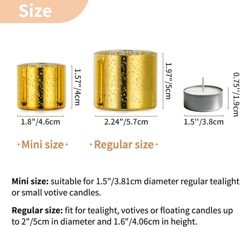 NUPTIO Votive Candle Holders Glass: 12 Set of Clear Tea Light Holder for Floating and Votives Candles Small Modern Tealight Candleholder for Christmas Wedding Party Table Centerpiece 1.6 in & 2 in H in Saudi Arabia