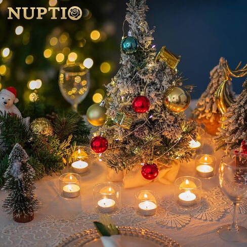 NUPTIO Votive Candle Holders Glass: 12 Set of Clear Tea Light Holder for Floating and Votives Candles Small Modern Tealight Candleholder for Christmas Wedding Party Table Centerpiece 1.6 in & 2 in H in Saudi Arabia