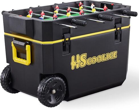 Cooler - 65 QT Ice Chest with Foosball Table, Portable Hard Cooler with Wheels, Ideal for Camping, Picnic, Barbecue, Outdoor Family Gathering Black & Red in Saudi Arabia