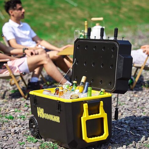 Cooler - 65 QT Ice Chest with Foosball Table, Portable Hard Cooler with Wheels, Ideal for Camping, Picnic, Barbecue, Outdoor Family Gathering Black & Red in Saudi Arabia