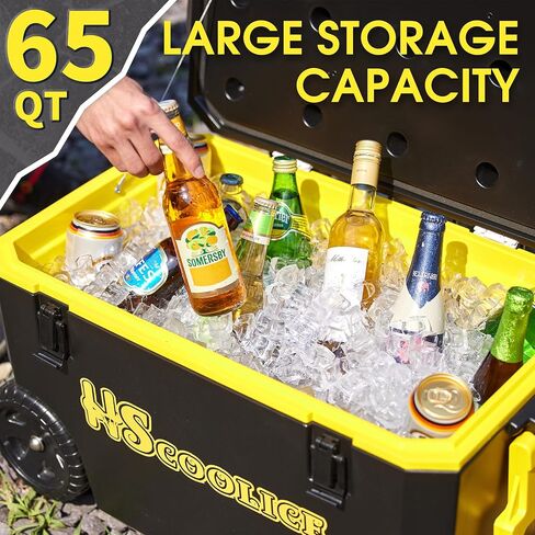 Cooler - 65 QT Ice Chest with Foosball Table, Portable Hard Cooler with Wheels, Ideal for Camping, Picnic, Barbecue, Outdoor Family Gathering Black & Red in Saudi Arabia