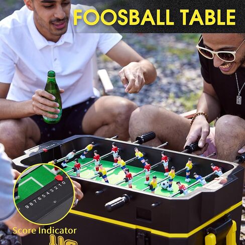 Cooler - 65 QT Ice Chest with Foosball Table, Portable Hard Cooler with Wheels, Ideal for Camping, Picnic, Barbecue, Outdoor Family Gathering Black & Red in Saudi Arabia