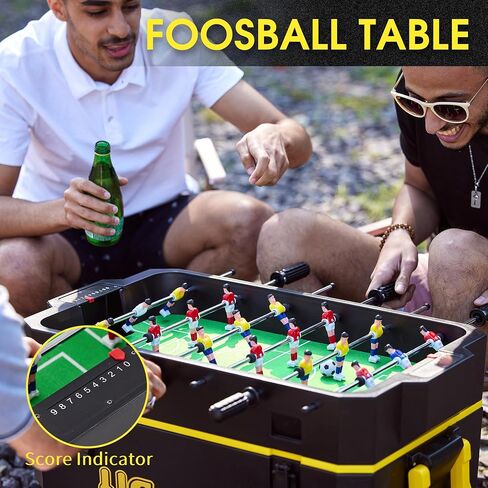 Cooler - 65 QT Ice Chest with Foosball Table, Portable Hard Cooler with Wheels, Ideal for Camping, Picnic, Barbecue, Outdoor Family Gathering Black & Red in Saudi Arabia