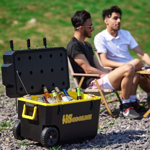 Cooler - 65 QT Ice Chest with Foosball Table, Portable Hard Cooler with Wheels, Ideal for Camping, Picnic, Barbecue, Outdoor Family Gathering Black & Red in Saudi Arabia