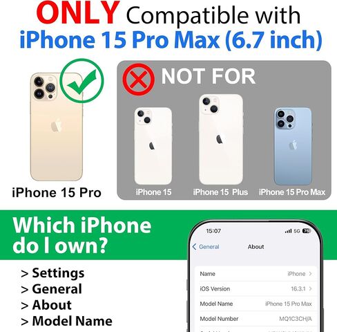 SPORTLINK for iPhone 15 Pro Max Case Waterproof - Buit in Screen Protector [Compatible with MagSafe][IP68 Underwater][6.6FT Military Dropproof][Dustproof] Full Body Shockproof Case 6.7" Black in Kuwait