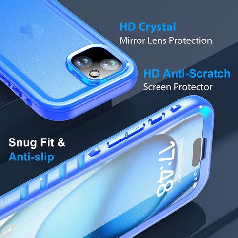 SPORTLINK for iPhone 15 Pro Max Case Waterproof - Buit in Screen Protector [Compatible with MagSafe][IP68 Underwater][6.6FT Military Dropproof][Dustproof] Full Body Shockproof Case 6.7" Black in Kuwait