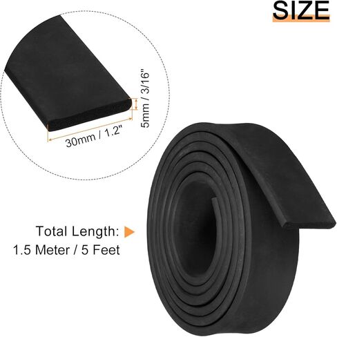 شريط ورق إسفنجي مطاطي من uxcell EPDM مقاس 3/16 بوصة طول × 1.2 بوصة عرض × 5 بوصات طول من مطاط النيوبرين شريط الطقس لحشية DIY والحرف اليدوية والعزل in Kuwait