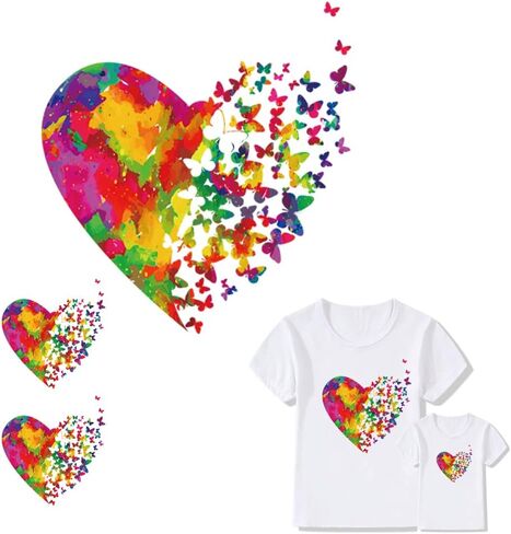 8 Large Sheets Colorful Butterfly Iron on Stickers Patches Cute Flying Animal Heat Transfer Stickers Decals DIY T-Shirt Jeans Backpacks Families Clothing Hat Decoration Applique in Saudi Arabia