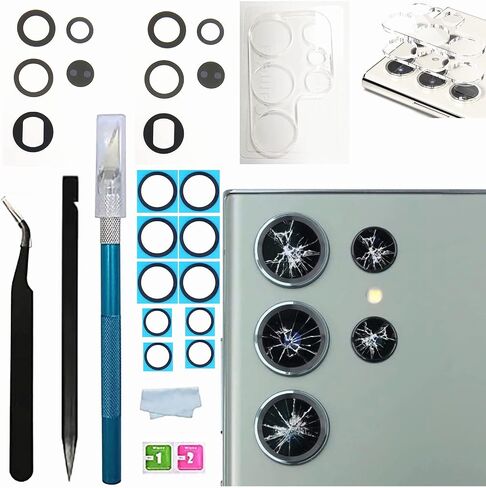 2Pcs Galaxy S23 Ultra OEM Camera Lens Glass Replacement for Samsung Galaxy S23 Ultra OEM Camera Lens Glass and S23 Ultra Camera Lens Protector +Tools (S23 Ultra) in Saudi Arabia