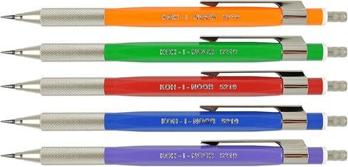 KOH-I-NOOR box of 10 Mechanical Clutch Lead Holder Pencil, 5219 2mm Diameter- Assorted Colour in Saudi Arabia