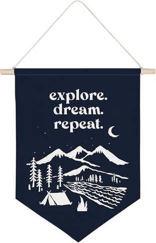 Explore Dream Repeat Canvas Banner,Nursery Wall Decor,Adventure Mountain Decorative,Canvas Hanging Pennant Wall Flag for Nursery Playroom Boys Kids Toddler Room in Saudi Arabia