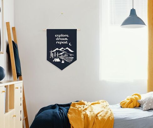 Explore Dream Repeat Canvas Banner,Nursery Wall Decor,Adventure Mountain Decorative,Canvas Hanging Pennant Wall Flag for Nursery Playroom Boys Kids Toddler Room in Saudi Arabia
