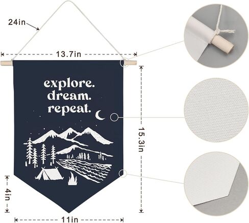 Explore Dream Repeat Canvas Banner,Nursery Wall Decor,Adventure Mountain Decorative,Canvas Hanging Pennant Wall Flag for Nursery Playroom Boys Kids Toddler Room in Saudi Arabia