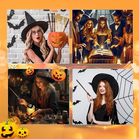 Wizard Party Favors 36 Pcs Wand and Witch Broom Pencils Lightning Bolt Tattoos Stickers Costume Glasses with Round Frame Wizard Wands for Halloween Birthday Magic Theme Party Supplies, Brown in Saudi Arabia