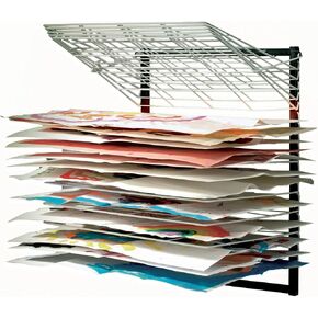 Copernicus Wide 20-Shelf Spring-Loaded Rolling Art Drying Rack for Classrooms and Art Studios, White/Black in Kuwait
