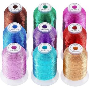 New brothread 21 Assorted Colors Metallic Embroidery Machine Thread Kit 500M (550Y) Each Spool for Computerized Embroidery and Decorative Sewing