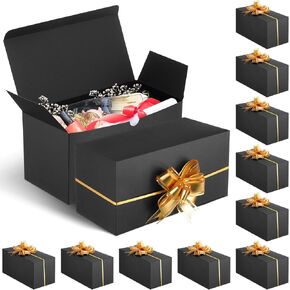 Qilery 30 Pcs 9 x 4.5 x 4.5 Inches Christmas Gift Boxes with Lids and Ribbon Bow Bridesmaid Proposal Box Recyclable Gift Box Set for Presents, Valentine's, Birthday Party, Holidays, Wedding (White)