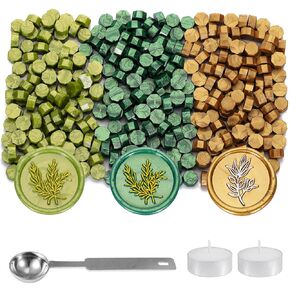 Yoption 360 Pcs Metallic Antique Gold Sealing Wax Beads Set for Wax Seal Stamp with Candles and Melting Spoon