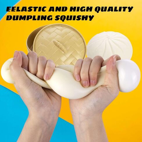 2Pack Dumpling Squishy Fidget Toy, Dumpling Stress Ball, Steamed Stuffed Bun, Squishies Stress Relief Decompression Toy for Halloween Project, Tricking People, Kid Playing in Kuwait