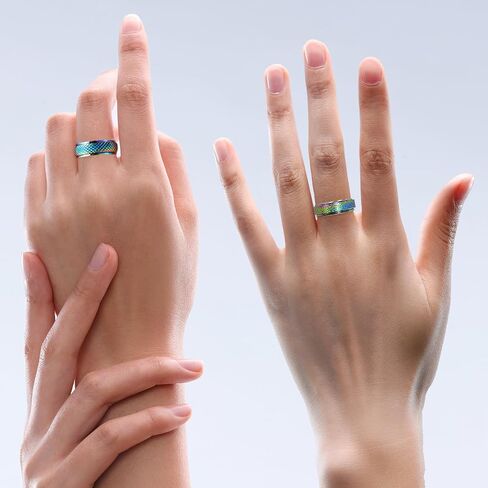 Anxiety Rings Fidget Ring for Women Spinner Rings for Anxiety 4Pcs 6MM Rainbow Titanium Steel Ring Size 5-11 in Kuwait
