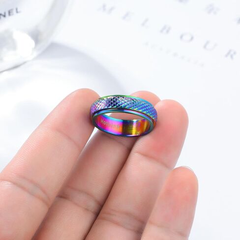 Anxiety Rings Fidget Ring for Women Spinner Rings for Anxiety 4Pcs 6MM Rainbow Titanium Steel Ring Size 5-11 in Kuwait