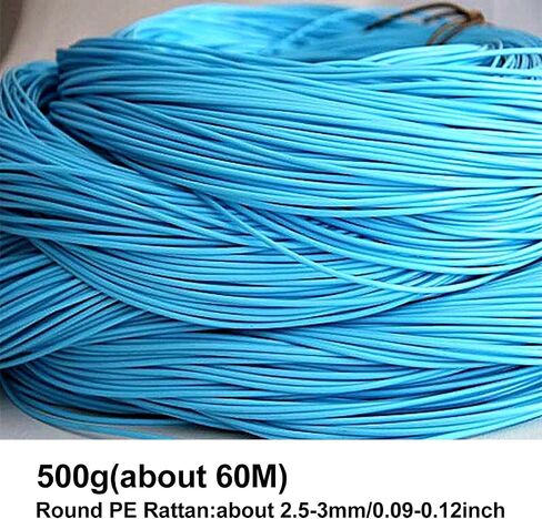 Queenbox 500g(60m) Gradient Round Synthetic Rattan Weaving, Repair Material Plastic Synthetic Rattan for Knit Repair Furniture Chair Table Storage Baske, 02 Coffee * 3mm in Kuwait