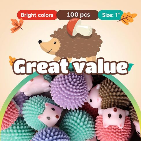 Hedgehog Toy Figurines - Wild Life Animal Figures 25 Pcs - Figurines Party Favors for Kids - Cake Toppers – Woodland Decoration Playset - Cognitive Toys in Kuwait