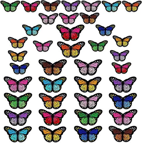 20pcs Butterfly Iron on Patches, 2 Size Embroidered Sew Applique Repair Patch in Kuwait