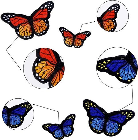 20pcs Butterfly Iron on Patches, 2 Size Embroidered Sew Applique Repair Patch in Kuwait