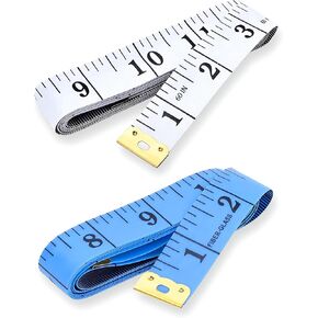 Tape Measure Body Measuring Tape, Soft Measuring Tape for Body Weight Loss, Fabric Sewing Tailor Cloth Vinyl Measurement Craft Supplies, 60-Inch Double Scale Ruler (2 Pack - White + Blue)