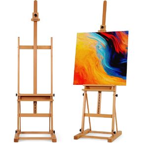 VISWIN Large H-Frame Easel 53"-91 "H, Hold Canvas up to 78", Premium Beech Wood Easel Stand for Painting with Larger Storage Tray, Adjustable Floor Art Easel for Adults, Artists - Walnut