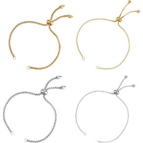 UNICRAFTALE 10 قطع 24 سم أساور منزلقة قابلة للتعديل 304 سوار من الفولاذ المقاوم للصدأ صنع سلاسل تمديد منزلقة مع أطراف كروية للنساء نصف تشطيب DIY، فتحة 2.5 ~ 3 مم