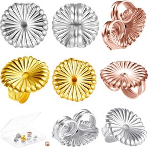 8 Pieces Earring Backs for Droopy Ears Large Earring Backs for Studs Replacement Secure Earring Lifters for Heavy Earring (Platinum,9 mm)