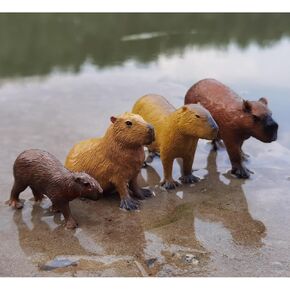 Capybara Statue Animal Ornament, Capybara Party Birthday Decorations, Capybara Toy Hand Painted Model, Plastic Simulation Wild Animal Model (2pcs)
