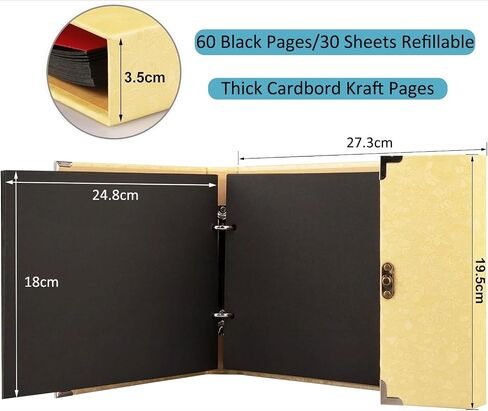 AIOR Photo Album DIY Scrapbook, 60 Pages Vintage Hardcover Heart Scrap Book with Photo Corners for Valentine's Day, anniversary, Christmas, Mother's Day, Birthday Gift in Kuwait