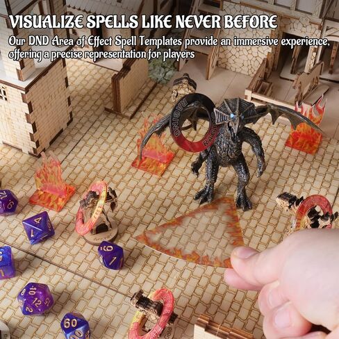 CZYY DND Area of Effect Spell Templates - Set of 28 Markers for AOE Spells Erasable PVC Spell Effects Templates with Reference Perfect Tools, Accessories & Gift for Dungeons and Dragons in Kuwait