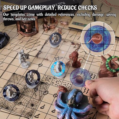 CZYY DND Area of Effect Spell Templates - Set of 28 Markers for AOE Spells Erasable PVC Spell Effects Templates with Reference Perfect Tools, Accessories & Gift for Dungeons and Dragons in Kuwait