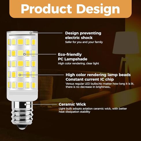 لمبة إضاءة LED من النوع المسمار 7/16 قاعدة بدون وميض 4 وات 40 وات مكافئة - تناسب العديد من لمبة إضاءة ماكينة الخياطة Brother/Singer، استبدل مصباح الهالوجين لماكينة الخياطة 15 وات - #7SCW -2Pack، أبيض دافئ in Kuwait