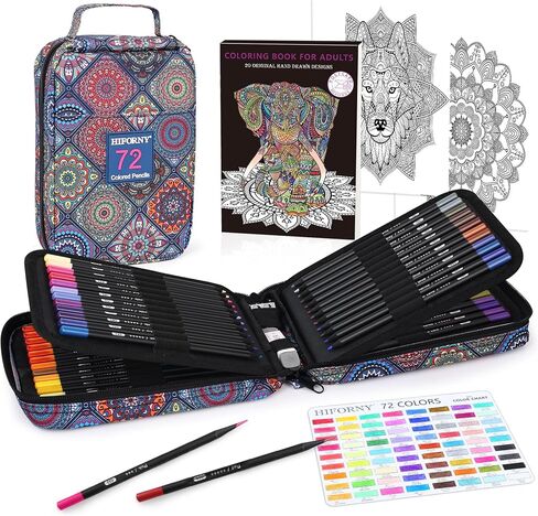 HIFORNY 78 Pack Premium Black Edition Colored Pencils Set for Adults Coloring – 72 Coloring Pencils with Extras,Artists Soft Core,Art Supplies for Adults Beginners in Kuwait