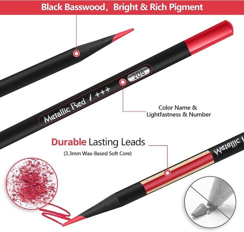 HIFORNY 78 Pack Premium Black Edition Colored Pencils Set for Adults Coloring – 72 Coloring Pencils with Extras,Artists Soft Core,Art Supplies for Adults Beginners in Kuwait