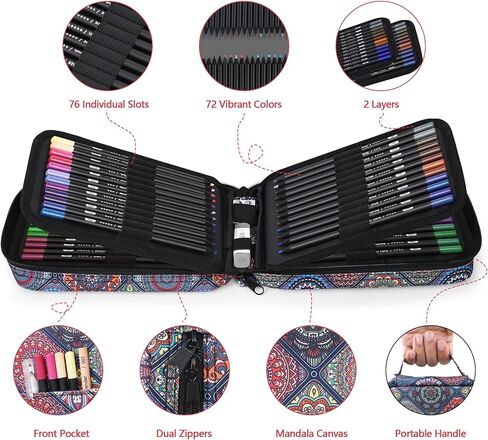 HIFORNY 78 Pack Premium Black Edition Colored Pencils Set for Adults Coloring – 72 Coloring Pencils with Extras,Artists Soft Core,Art Supplies for Adults Beginners in Kuwait