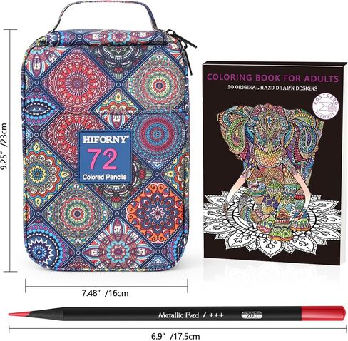 HIFORNY 78 Pack Premium Black Edition Colored Pencils Set for Adults Coloring – 72 Coloring Pencils with Extras,Artists Soft Core,Art Supplies for Adults Beginners in Kuwait