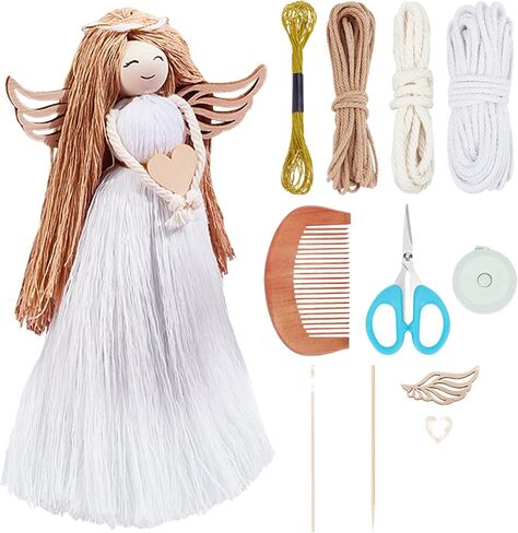 FREEBLOSS DIY Macrame Christmas Angel مع تعليمات Boho Macrame Decor Macrame DIY Kit عيد الميلاد اليدوية الجدار شنقا لعشاق الحرف اليدوية هدية عيد ميلاد in Saudi Arabia
