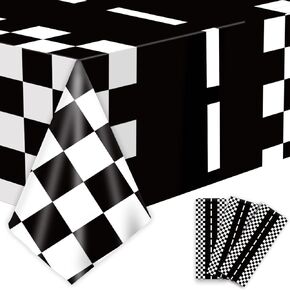 3pcs Race Car Tablecloth Two Fast Birthday Decorations Checkered Flag Plastic Tablecloth Racing Cars Disposable Table Cover for Boys Two Fast Birthday Baby Shower Party Decor