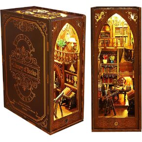 GuDoQi DIY Book Nook Kit, DIY Dollhouse Booknook Bookshelf Insert, DIY Miniature Dollhouse Kit 3D Wooden Bookend, Handmade Gift for Birthday Christmas, Island of Love