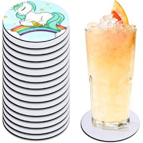 Round Sublimation Coasters Circle Sublimation Cup Mat Sublimation Heat Transfer Blank Rubber Coaster Heat Press Cup Coaster Blank, 4 Inches (42 Pieces)