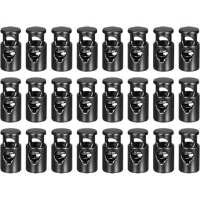 24 قطعة من أقفال الحبل المعدنية من uxcell، سدادة زنبركية بفتحة واحدة 6 مم، نهاية منزلق للأربطة وحقائب الظهر وحبال الملابس، أسود in Kuwait