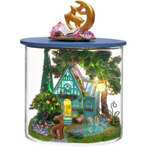 Flever Dollhouse Miniature DIY House Kit Creative Room Dream Bottle Series with Furniture for Romantic Valentine's Gift (Magic Garden)
