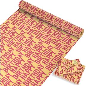 Birthday Wrapping Paper Roll, Black Kraft Gift Wrapping Paper Jumbo Roll, Black Happy Birthday Wrapping Paper Set Black Wrapping Paper for Boys Men Women Girls Birthday, 17x590 inch (70 sq. ft.)