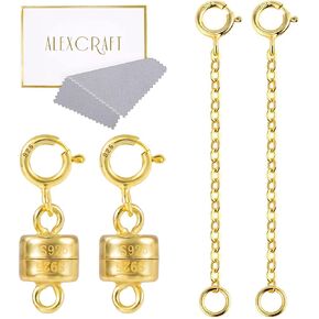 KISSPAT Gold Magnetic Necklace Clasps and Closures Set of 4 Sterling Silver Magnetic Clasps for Necklaces Jewelry Extenders in Kuwait